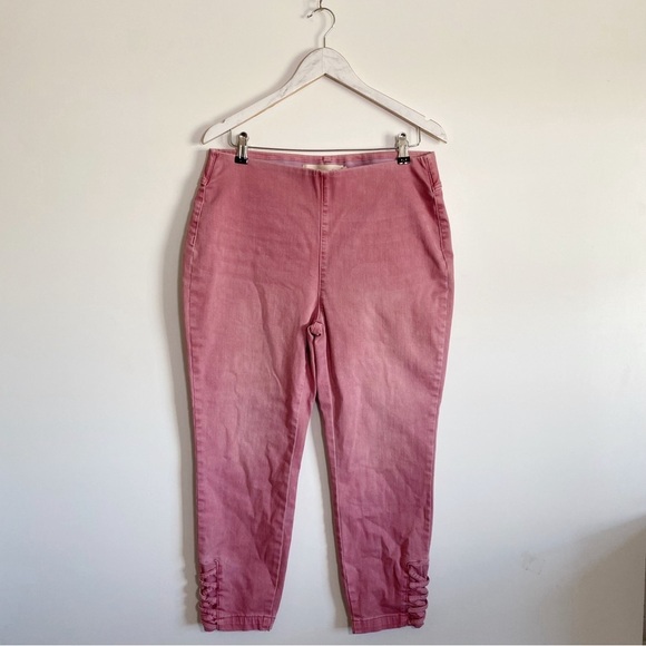 SOFT SURROUNDINGS Ultimate Denim Jacinto Cropped Pink Pull On Jeans Medium - Picture 2 of 10